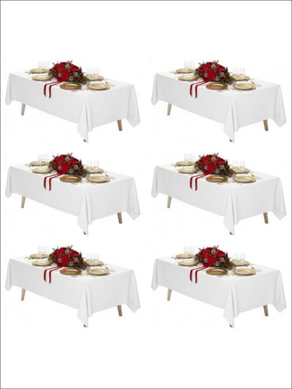 6 Pack 70x120 Inch Rectangle Tablecloths Polyester Table Cover